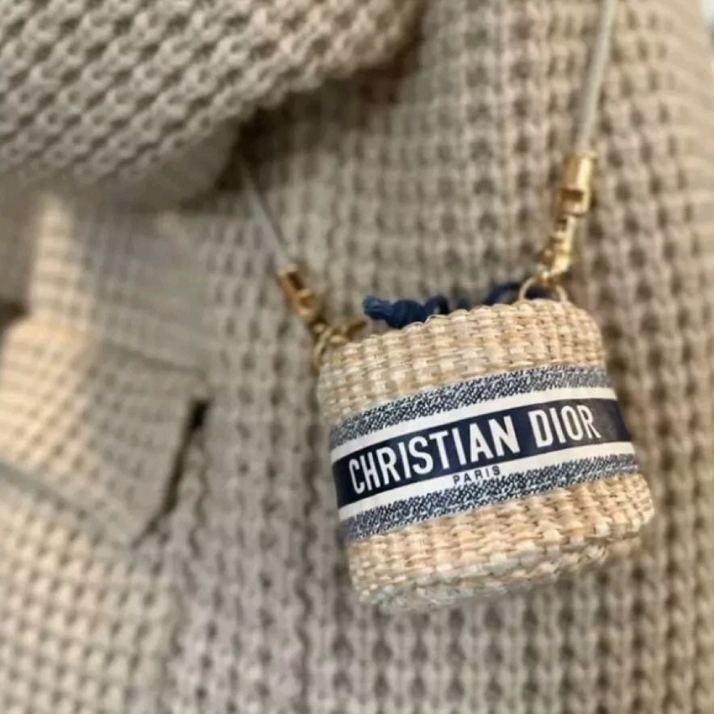 Christian Dior Authentic rare Straw Pouch Rattan Beige MINI crossbody  100% New